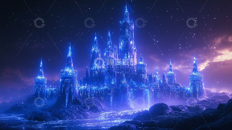高清大图下载【趣麦麦图】冰雪蓝色梦幻城堡