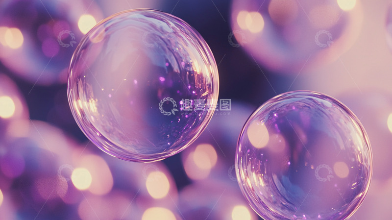 高清大图下载【趣麦麦图】紫色梦幻泡泡背景
