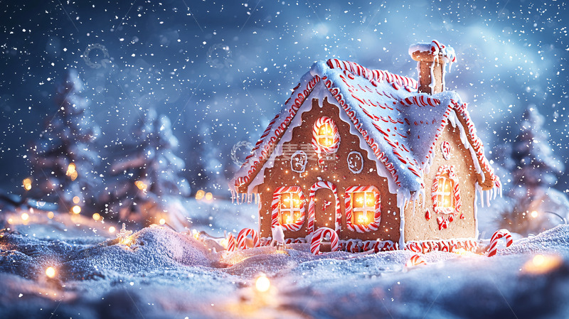 高清大图下载【趣麦麦图】童话般姜饼屋雪景