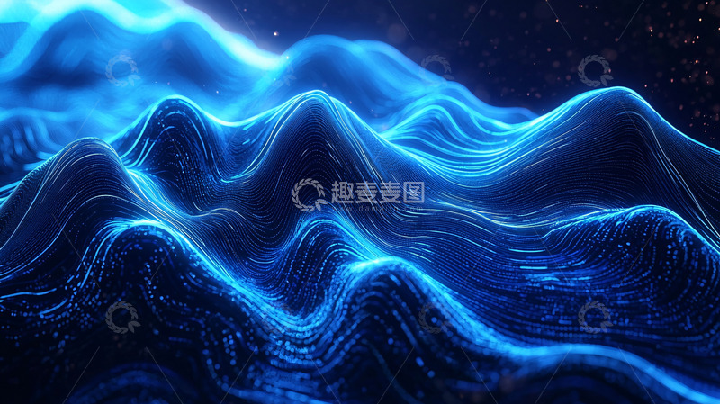 高清大图下载【趣麦麦图】蓝色光波起伏纹理