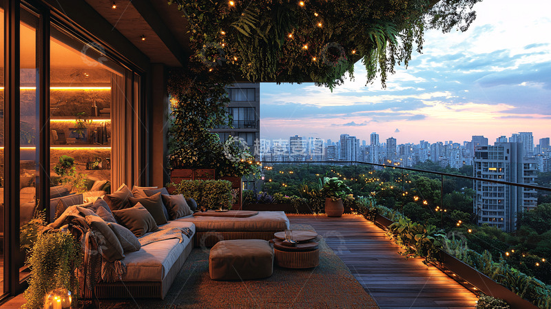 高清大图下载【趣麦麦图】夜景阳台17
