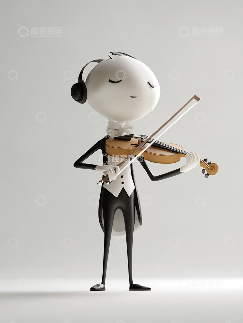 高清大图下载【趣麦麦图】小人物拉小提琴