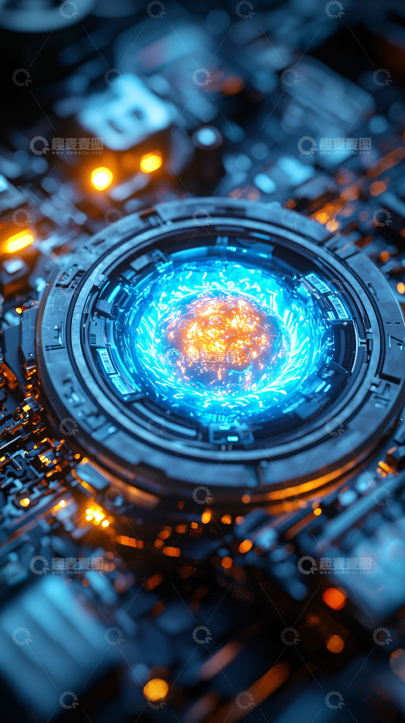高清大图下载【趣麦麦图】科技感蓝色能量核心