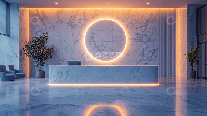 高清大图下载【趣麦麦图】大理石接待台背景墙灯光设计