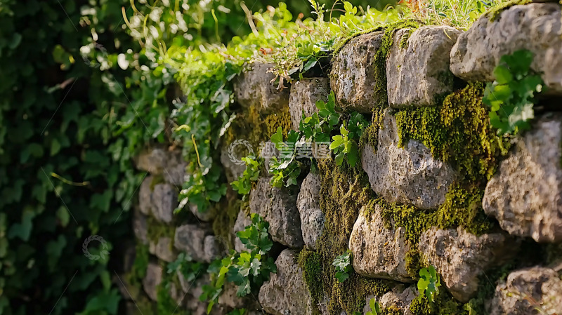 苔藓石头墙