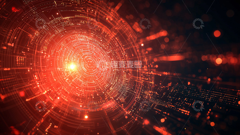 高清大图下载【趣麦麦图】红色科技感循环隧道