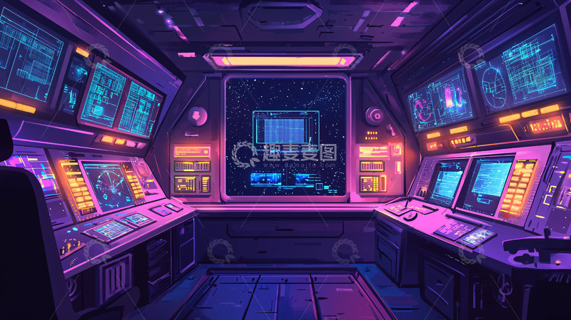 高清大图下载【趣麦麦图】未来科技控制室