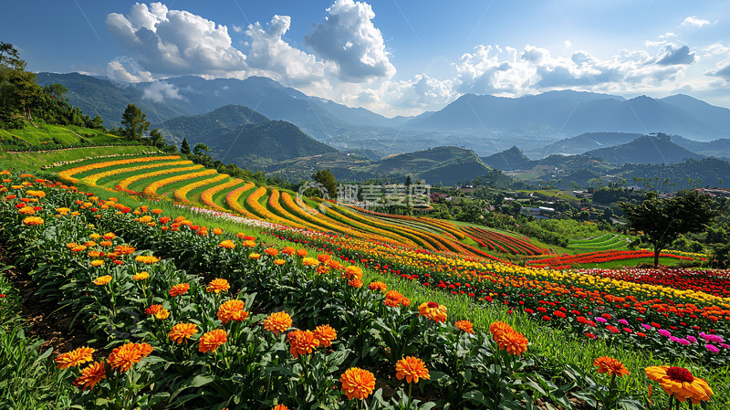 高清大图下载【趣麦麦图】山峦花田梯田美景