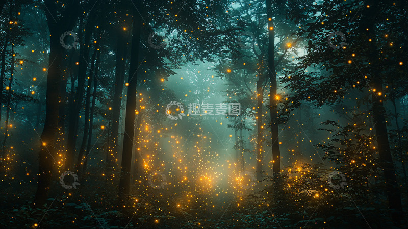 高清大图下载【趣麦麦图】萤火虫森林7