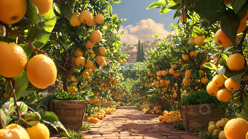 高清大图下载【趣麦麦图】柑橘园小路