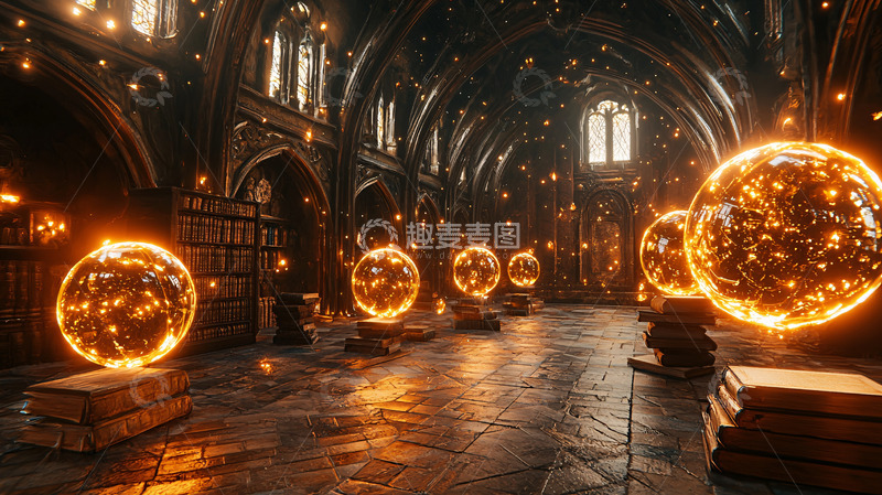 高清大图下载【趣麦麦图】-黑暗哥特式图书馆
