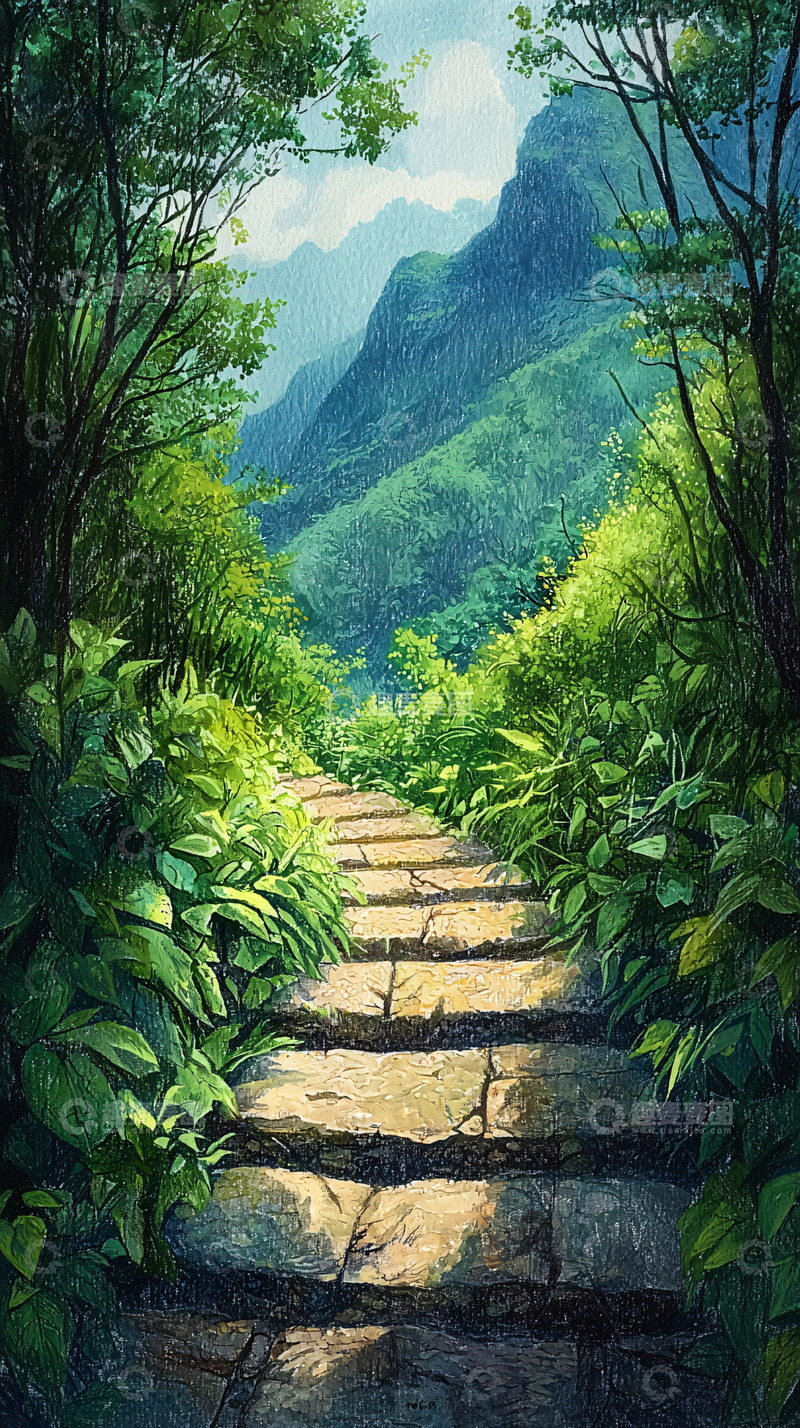 高清大图下载【趣麦麦图】绿荫小径通幽山谷