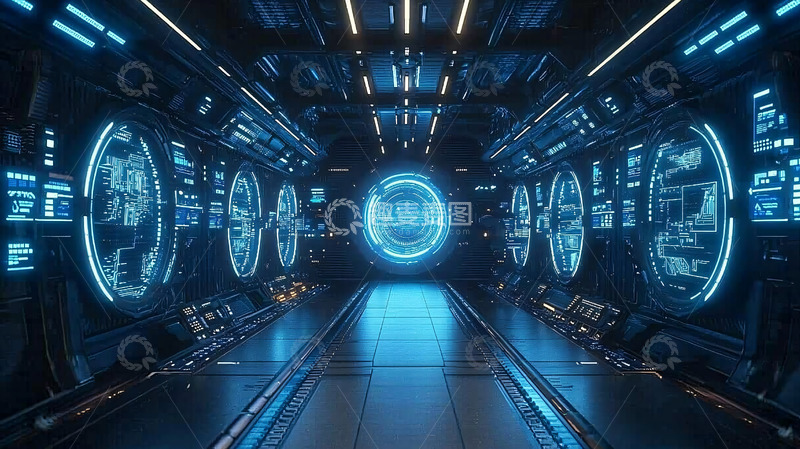 高清大图下载【趣麦麦图】科幻飞船内部通道