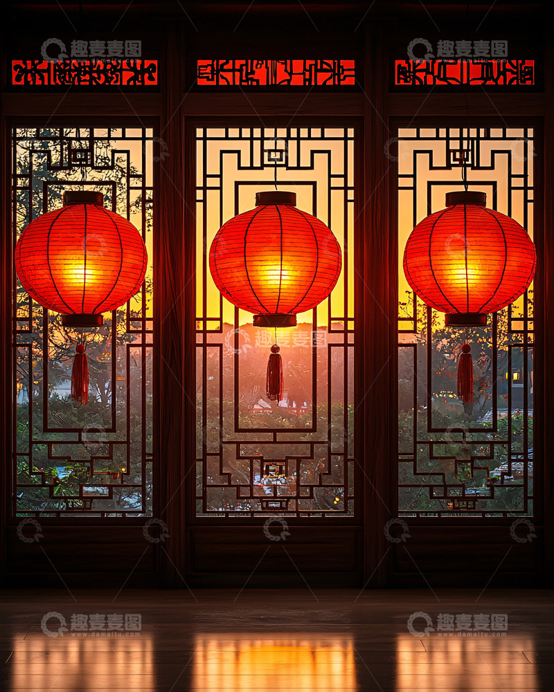 高清大图下载【趣麦麦图】中式窗棂