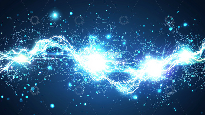 高清大图下载【趣麦麦图】蓝色能量闪电