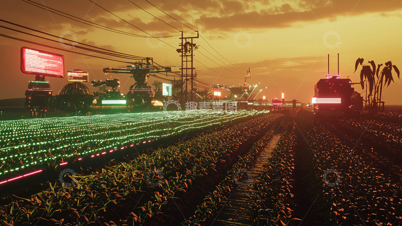 高清大图下载【趣麦麦图】赛博朋克风格田园风光