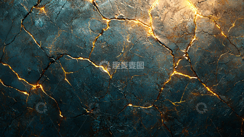 高清大图下载【趣麦麦图】深蓝色金色裂纹石材纹理