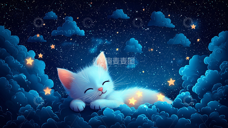 高清大图下载【趣麦麦图】星空猫咪