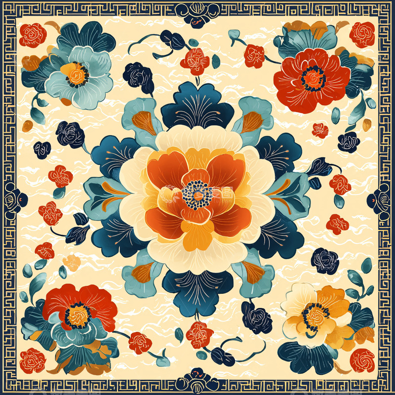 高清大图下载【趣麦麦图】中式花卉图案