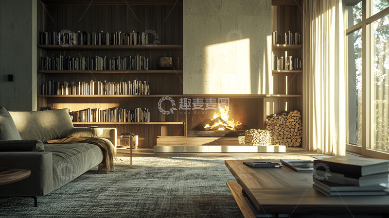 高清大图下载【趣麦麦图】温暖舒适的现代简约客厅