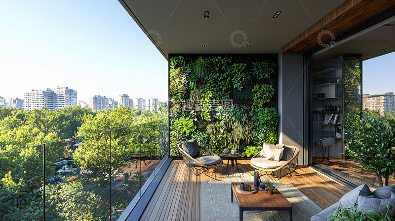 高清大图下载【趣麦麦图】阳台绿植墙