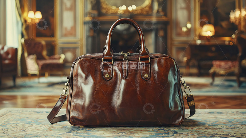 高清大图下载【趣麦麦图】复古棕色皮包