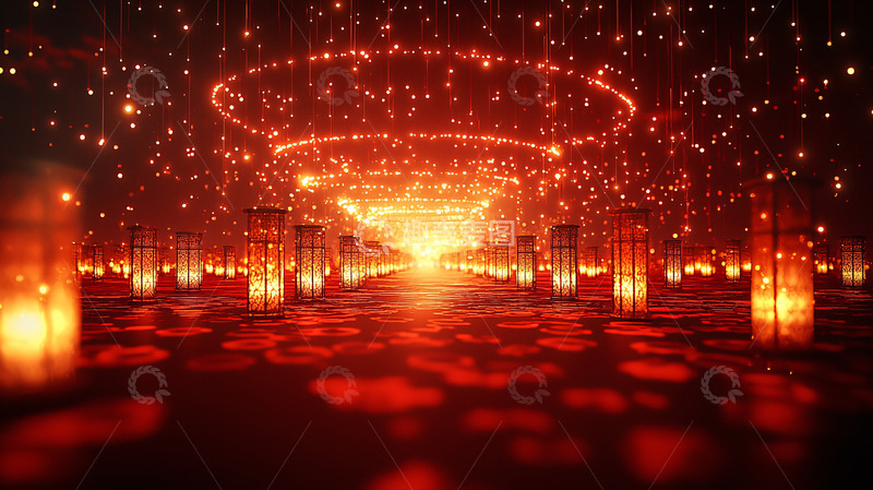 高清大图下载【趣麦麦图】红色光影浪漫通道