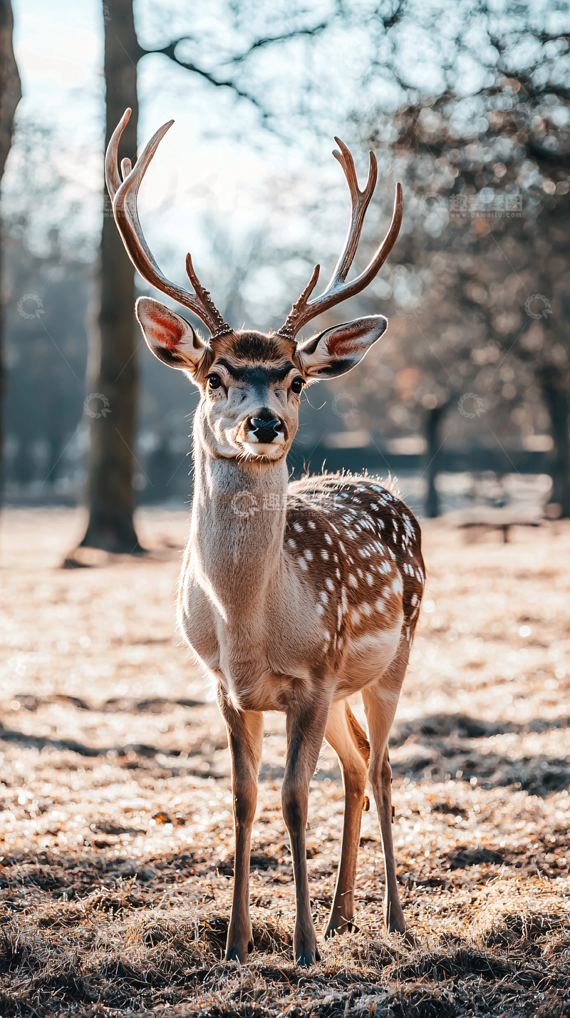 森林中优雅的梅花鹿