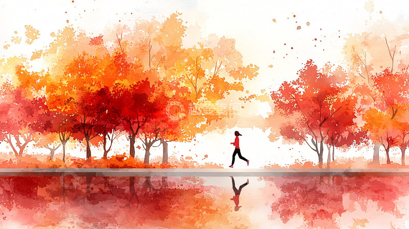高清大图下载【趣麦麦图】秋季跑步