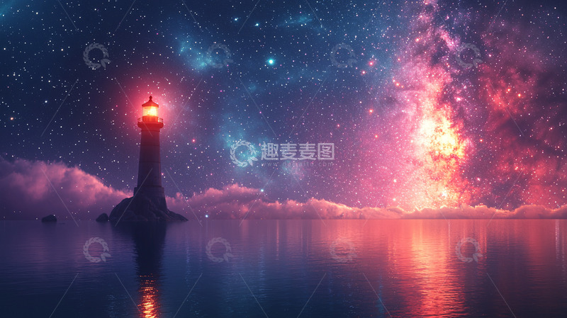 高清大图下载【趣麦麦图】星空灯塔