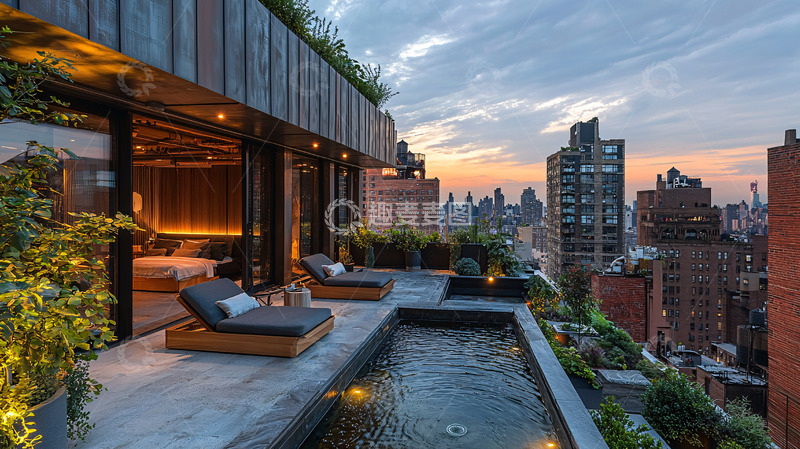 高清大图下载【趣麦麦图】纽约顶层公寓夜景