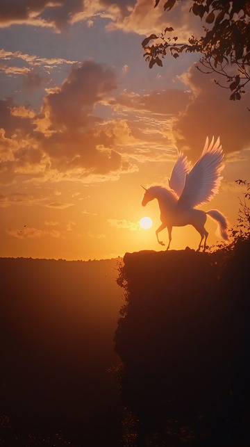 落日余晖下的独角兽