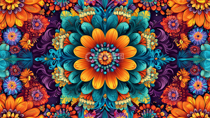 高清大图下载【趣麦麦图】绚丽多彩的花卉图案