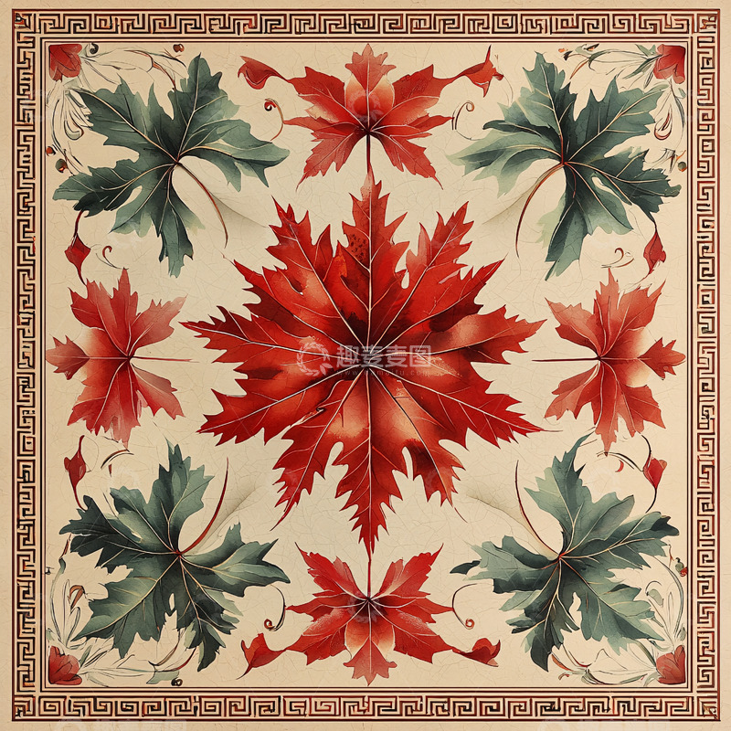 高清大图下载【趣麦麦图】红绿枫叶图案