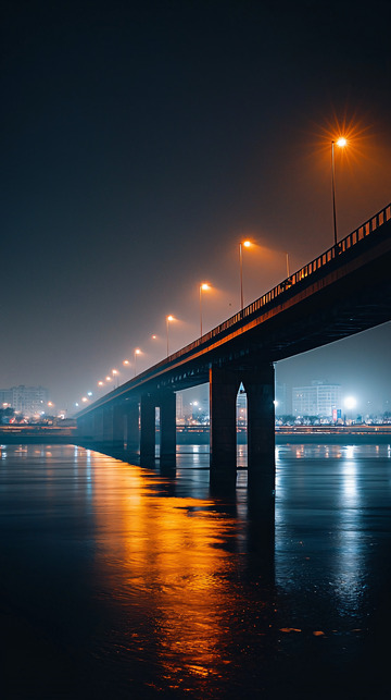 夜晚大桥夜景