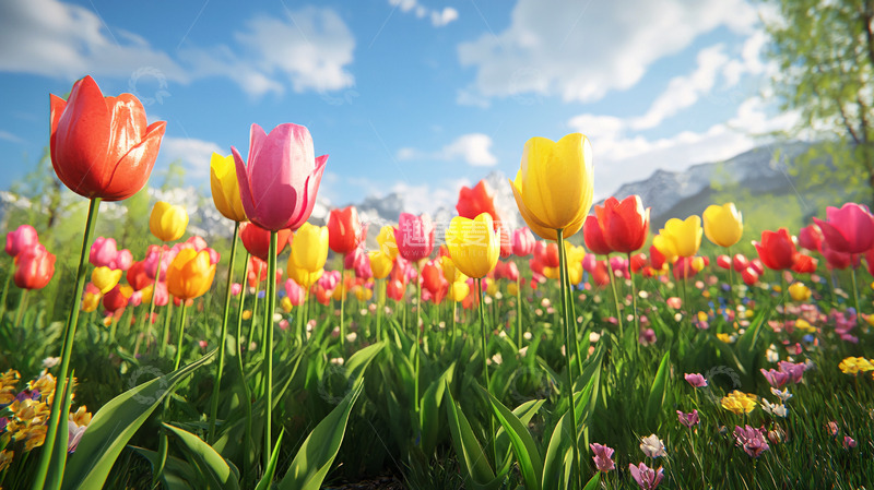 高清大图下载【趣麦麦图】郁金香花田