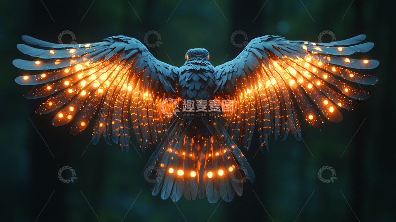 高清大图下载【趣麦麦图】发光翅膀的雄鹰