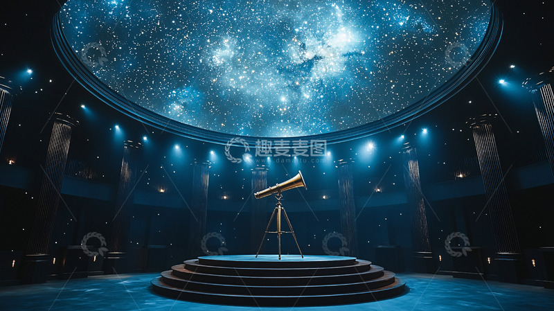 高清大图下载【趣麦麦图】星空下的天文望远镜
