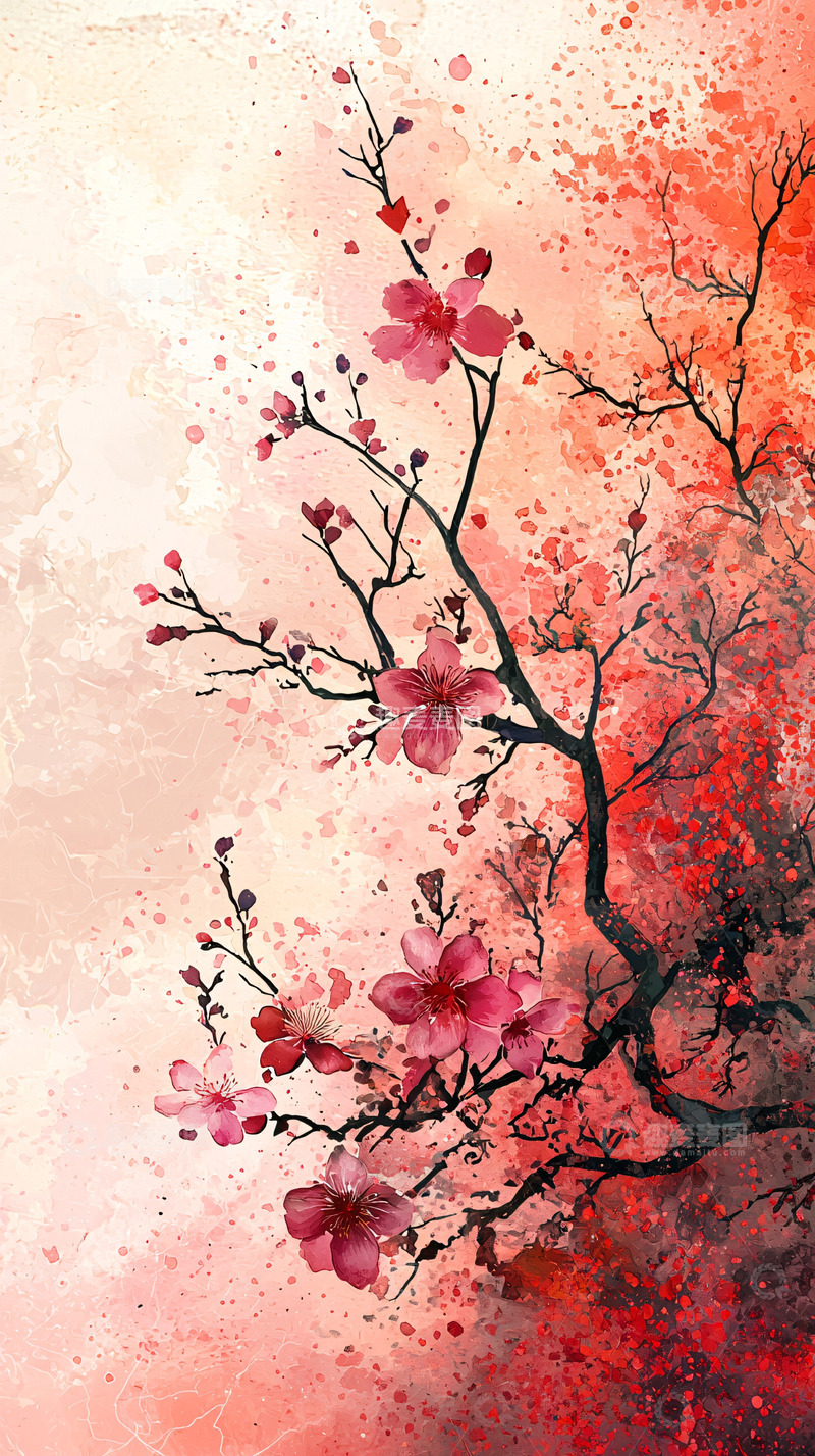 高清大图下载【趣麦麦图】水墨樱花