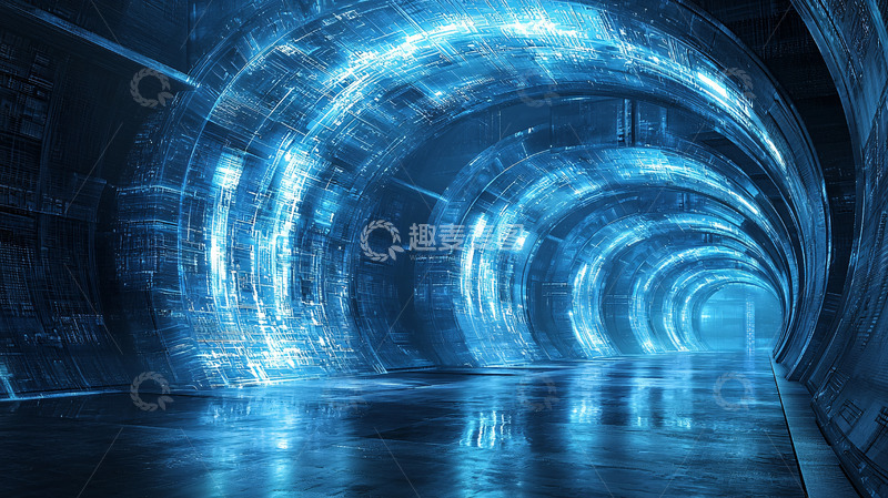高清大图下载【趣麦麦图】蓝色科技感隧道