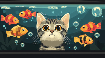 猫咪看鱼缸