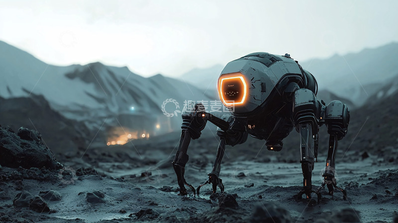 高清大图下载【趣麦麦图】科幻机器人荒野探险