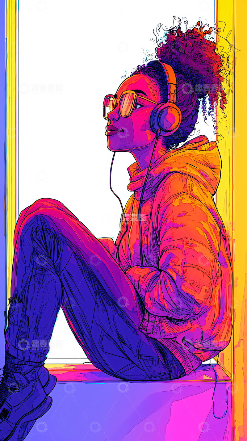 高清大图下载【趣麦麦图】彩色女孩