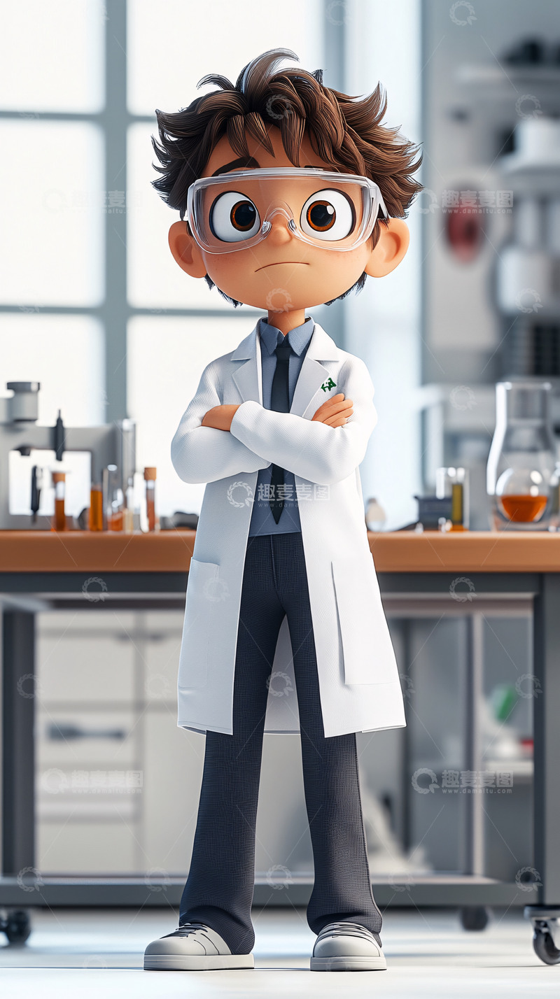高清大图下载【趣麦麦图】卡通小科学家
