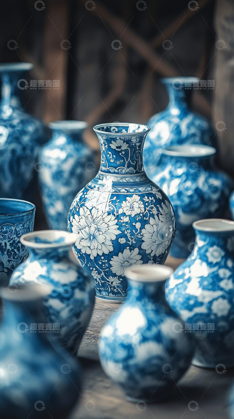 高清大图下载【趣麦麦图】青花瓷器花瓶