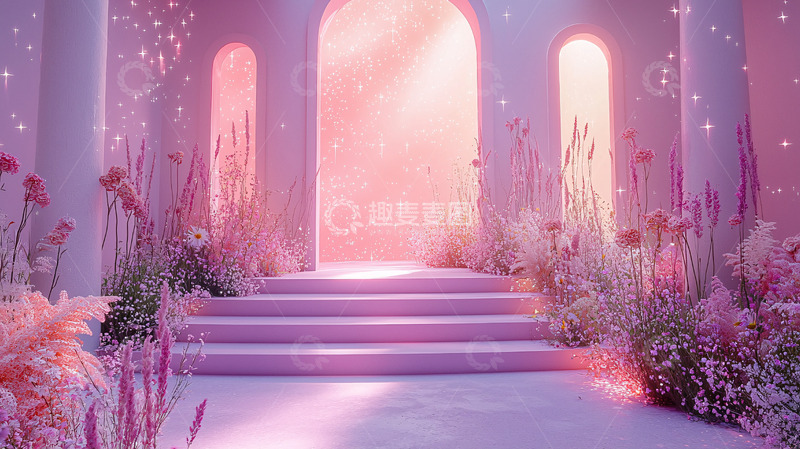高清大图下载【趣麦麦图】梦幻紫色拱门仙境