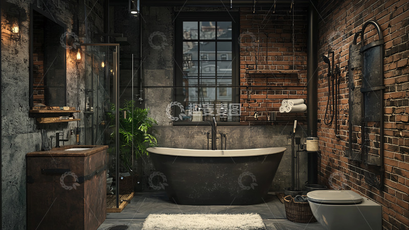 高清大图下载【趣麦麦图】工业风浴室