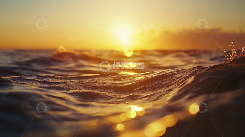 高清大图下载【趣麦麦图】海面日落