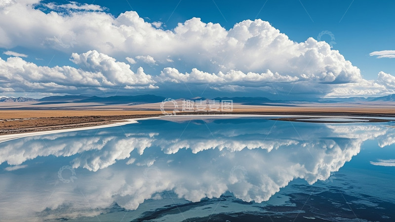 高清大图下载【趣麦麦图】蓝天白云倒映在湖面的风景