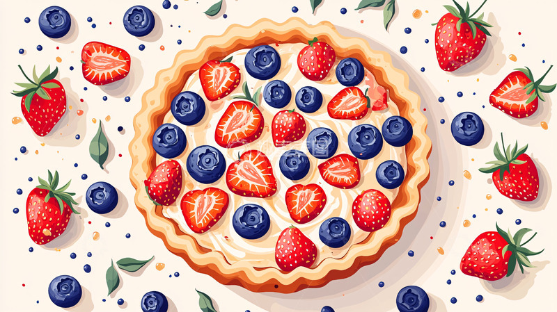 高清大图下载【趣麦麦图】草莓蓝莓奶油塔